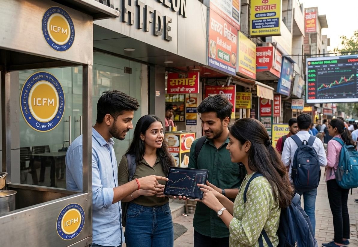 Students learning live share market trading at ICFM India