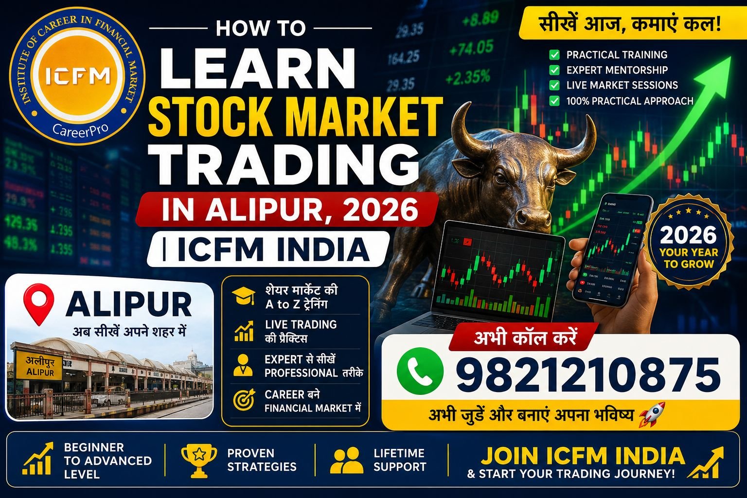 stock market trading course in Alipur by ICFM India