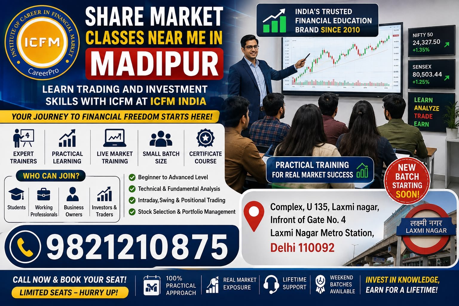 Share market classes near me in Madipur – ICFM